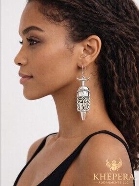 Silver Tribal Mask Earrings, Ethnic, Tibetan